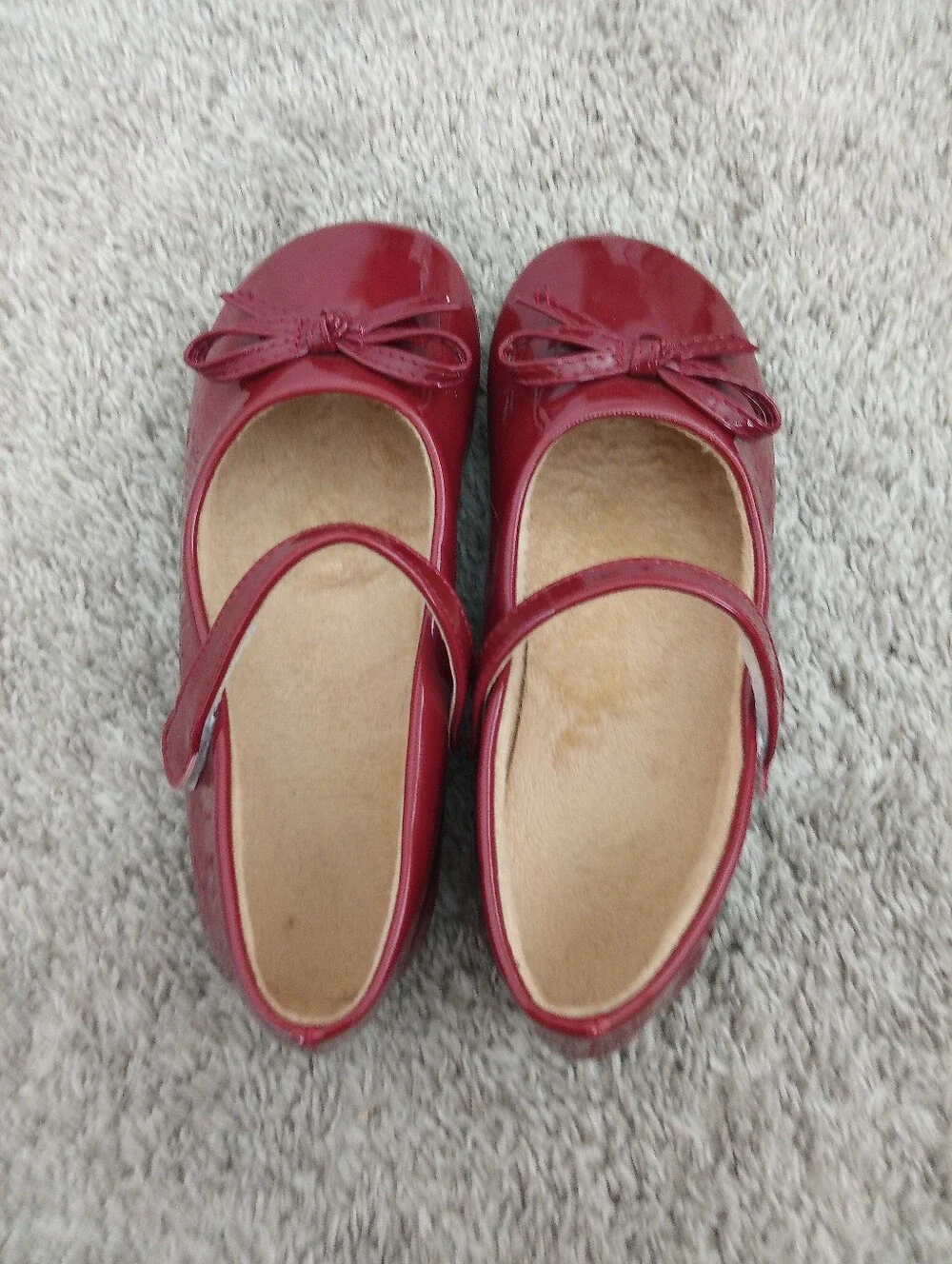 Girls' Red Flat Shoes with Bow - Size:EU 33, US2